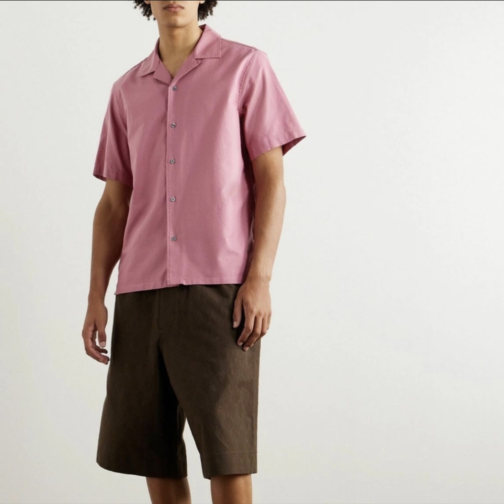 NWT Club Monaco Button Up Short Sleeve Collared Cotton Shirt Men's Size XL
